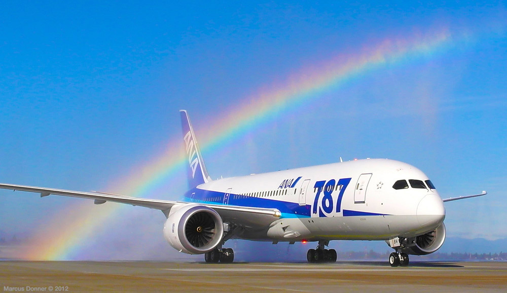 Boeing 787 with rainbow